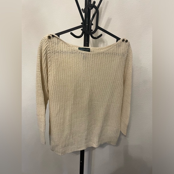 Lauren Jeans Co by Ralph Lauren - Cream Sweater. Size medium - Picture 1 of 8